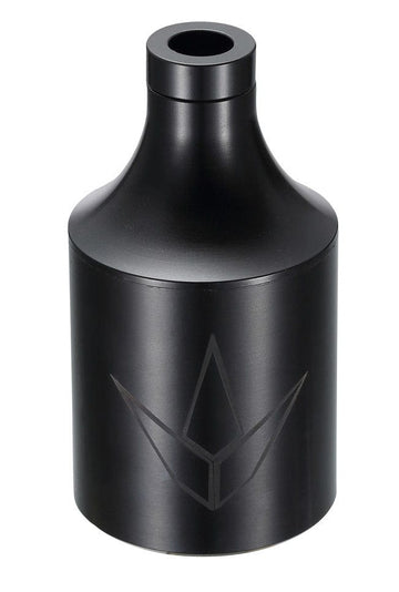 A sleek, black cylindrical bottle with a conical top and a minimalist geometric logo etched on its surface, reminiscent of the durable design of the Blunt Envy Street Stunt Scooter Peg Black - Back. The bottle exudes a modern, sophisticated design.