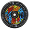 The Root Industries x KOTA Limited Edition AIR 110mm Stunt Scooter Wheel features vibrant abstract colors and a black rim with white “Root Industries AIR,” “Kota,” and “For Scootering” text—ideal for reliable KOTA stunt scooter performance.