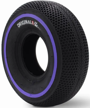 The Wildcat Original Pro 10" Mini BMX Tyre features a black honeycomb tread, a purple sidewall strip, and "ORIGINAL" in white—ideal for your Wildcat Pro Mini BMX.