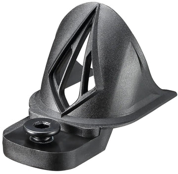 The Blunt Envy Wheel Guard V3 - Black is an angular plastic leash plug with geometric cutouts and a single screw, designed to securely attach a surfboard leash to your board. Brand: Blunt Envy.
