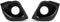 Two black, curved, leaf-shaped objects—part of the Ethic DTC Pandemonium Deck Ends Kit by Ethic—with large circular holes in the center, are positioned side by side and slightly tilted toward each other on a white background. Ideal as scooter deck replacement parts, this kit delivers both style and durability.