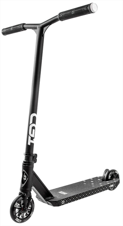 The CORE CG1 Complete Stunt Scooter by CORE features a wide handlebar, small wheels, a textured grip deck, and white branding—perfect for skatepark riders and beginner stunt scooter enthusiasts.