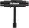 The Birdhouse Skateboard Multi T-Tool - Black by Birdhouse features a T-shaped design with three sockets and a textured handle, making it perfect for efficient skateboard maintenance. This versatile multi-tool is ideal for adjusting all your skateboard hardware.