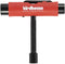 The Birdhouse Skateboard Multi T-Tool - Red by Birdhouse features a T-shaped design with three sockets for convenient skateboard maintenance and a textured black handle to enhance grip.