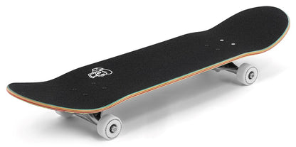The Enuff Yokai Dragon Complete Skateboard (8.25" x 32.1") features a black maple deck, white wheels, vibrant colored layers at the edge, and a graphic grip tape—ideal for those who love Japanese dragon designs.