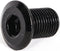 A close-up of the Ethic DTC Stunt Scooter Brake Bolt - Black, featuring a wide flange and threaded body, by Ethic DTC, resting on a white textured surface.