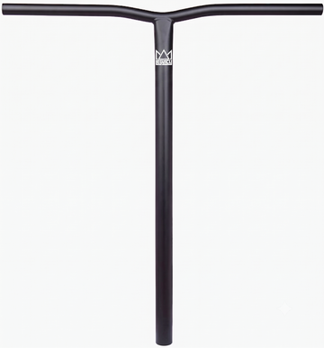 The Legacy Steeltanium Chromo Lite Oversized HIC/SCS Stunt Scooter Bars in black (680mm x 610mm) feature a durable chromoly steel T-shape, matte finish, and a white crown logo near the top center. Compatible with HIC/SCS setups.