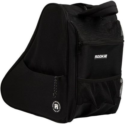 The Rookie Classic 78 Skate Bag - Black by Rookie features mesh side pockets, a zippered front compartment, and a top handle, making it easy to carry your skates or other sports gear.