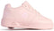 The Heelys Kama Girls Shoes - Pink combine classic court style with fun, featuring a light pink design, single low-profile wheel in the heel, lace-up front, and side logo.