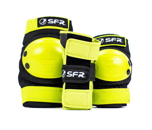 SFR Youth Ramp Triple Skate Protection Pad Set - Black / Lime