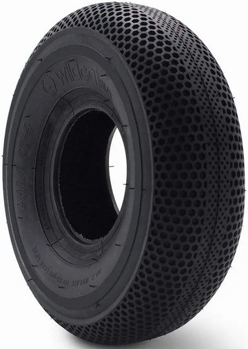 The Wildcat Original Pro 10" Mini BMX Tyre in solid black features a honeycomb tread for grip and shock absorption, embossed technical sidewall details, and Wildcat branding. Photographed against a white background.