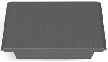 A rectangular, flat, dark gray metal ingot with slightly curved edges and a smooth surface is shown against a white background—perfect as the CORE Mini Funbox Connector by CORE for ramp setups or driveway use.