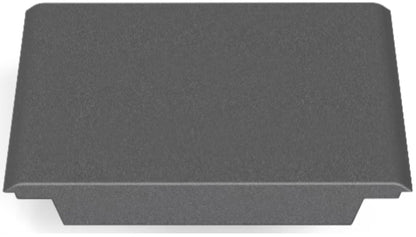 A gray, rectangular plastic cover with a smooth, slightly raised top and flared edges, resembling the CORE Mini Funbox Ramp Set – 2 Kickers & Flat Deck by CORE, viewed from an angle showing both the top and one side.