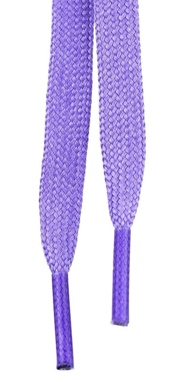 Close-up of two Moxi Beach Bunny 274cm Skate Laces in vibrant purple by Moxi, showcasing a braided texture, set against a white background. The tips of these vivid laces are clearly visible.