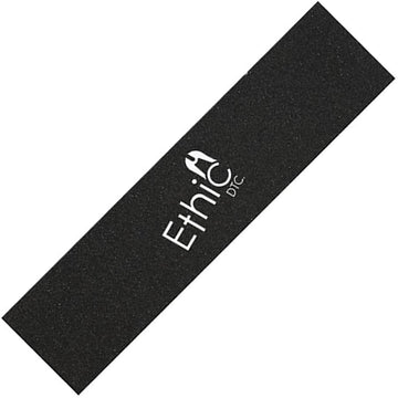A black nail file with the words "Ethnic DTC" printed in white, designed for enhanced grip inspired by the Ethic DTC Big Coarss Stunt Scooter Griptape.