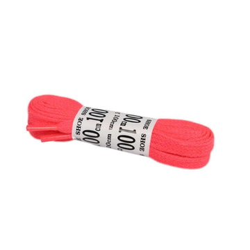 A pair of Mr Lacey 100cm Laces in dark pink, ideal for adding a vibrant touch to your roller skates, comes coiled together and secured with a white label that reads "Mr Lacey.