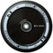 This black Root Industries AIR Hollowcore scooter wheel, measuring 120mm, features a stylish black inner rim. It prominently showcases the iconic Root Industries logo and "R" on the rim, making it an excellent choice for any stunt enthusiast.