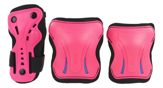 SFR Essentials Junior Triple Skate Protection Pad Set - Pink / Blue