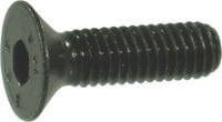 Close-up of the Dial 911 Scooter Brake Bolt, a black countersunk hex socket screw from the brand Dial 911, designed with a threaded body and flat head for compatibility with scooters. This universal brake bolt is displayed horizontally against a plain white background.