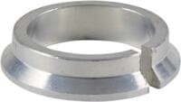 A Dial 911 Standard Scooter Compression Ring, featuring a metallic finish with a sleek design and a small notch on one side, similar to the components seen in SCS forks, set against a plain white background.