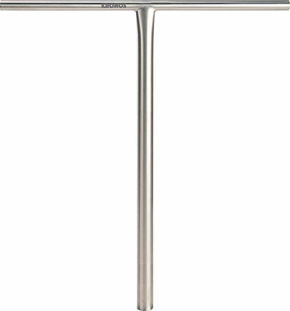 A raw-finished, oversized titanium T-bar from Longway, the Kronos 600mm x 610mm stunt scooter handlebar offers strength and style—ideal for riders seeking durable, high-quality bars.