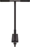 Front view of the Native Stem 495mm S Complete Stunt Scooter in black, featuring a T-shaped handlebar, rubber grips, and visible front wheel—ideal for beginners.