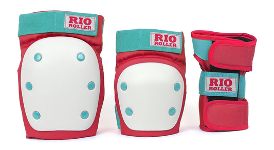 Rio Roller Triple Skate Protection Pad Set - Red / Mint
