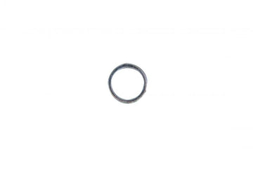 A timeless, unadorned metallic ring rests on a plain white surface, similar to a single Sushi Skateboard Axle Speed Washer crafted to minimize friction and boost performance.