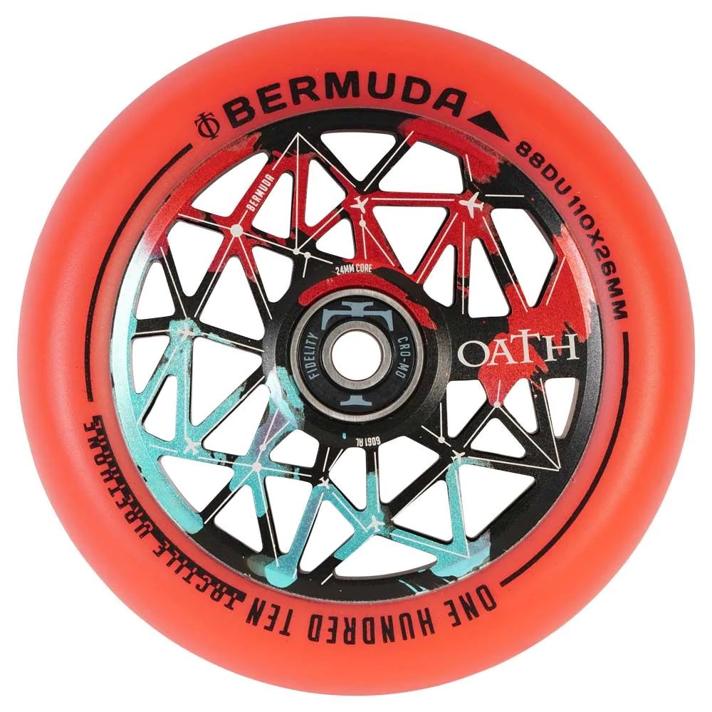 An image of Oath Bermuda 120mm Scooter Wheel - Black / Teal / Red