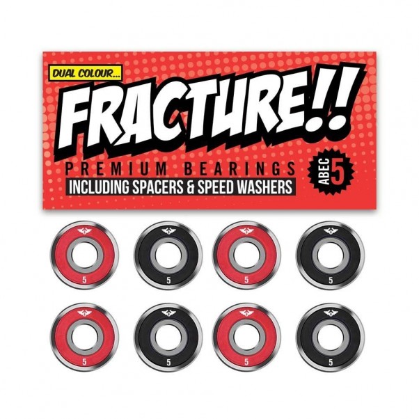 An image of Fracture Premium ABEC 5 Red Black Bearings - Set of 8