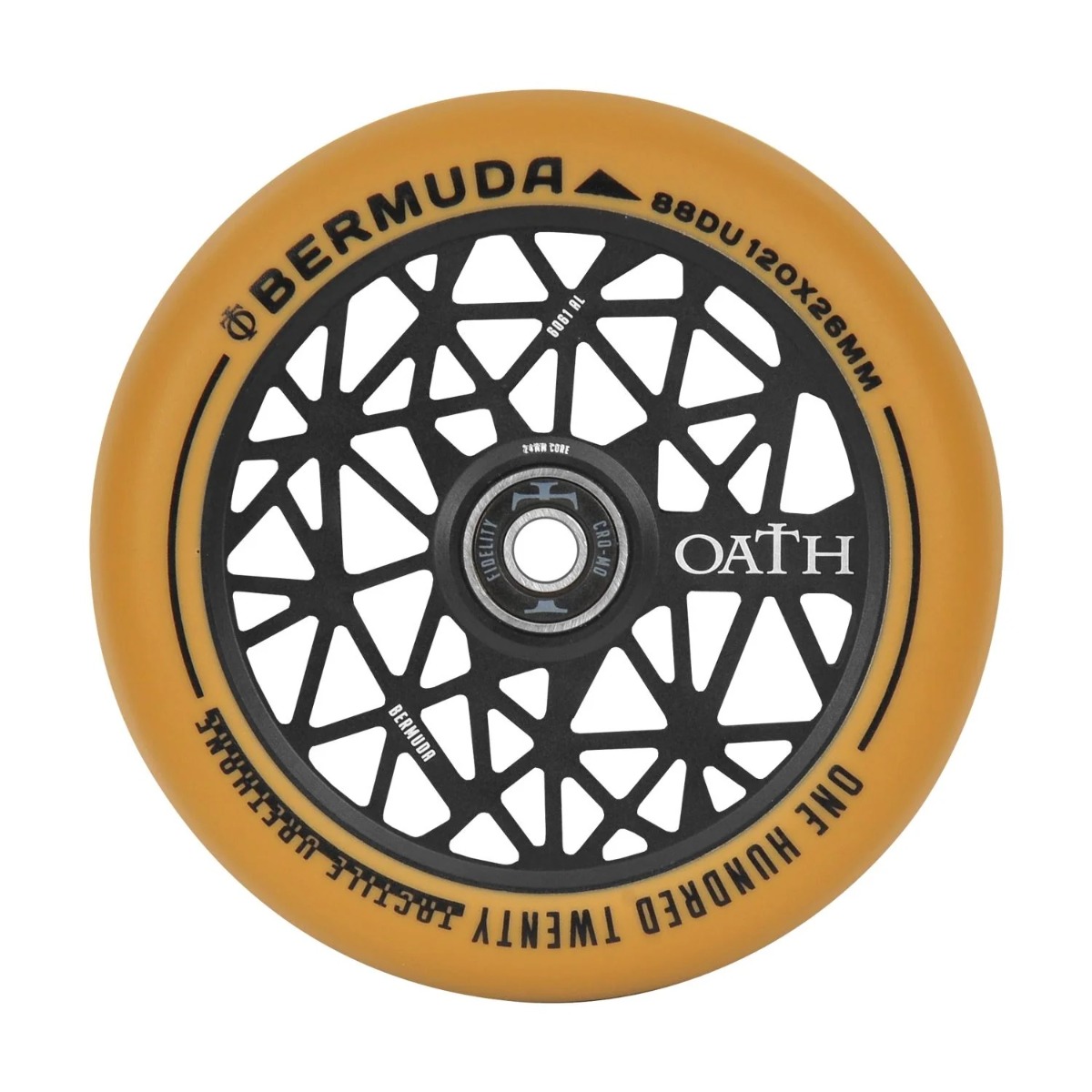 An image of Oath Bermuda 120mm Scooter Wheel - Anodised Black / Gum