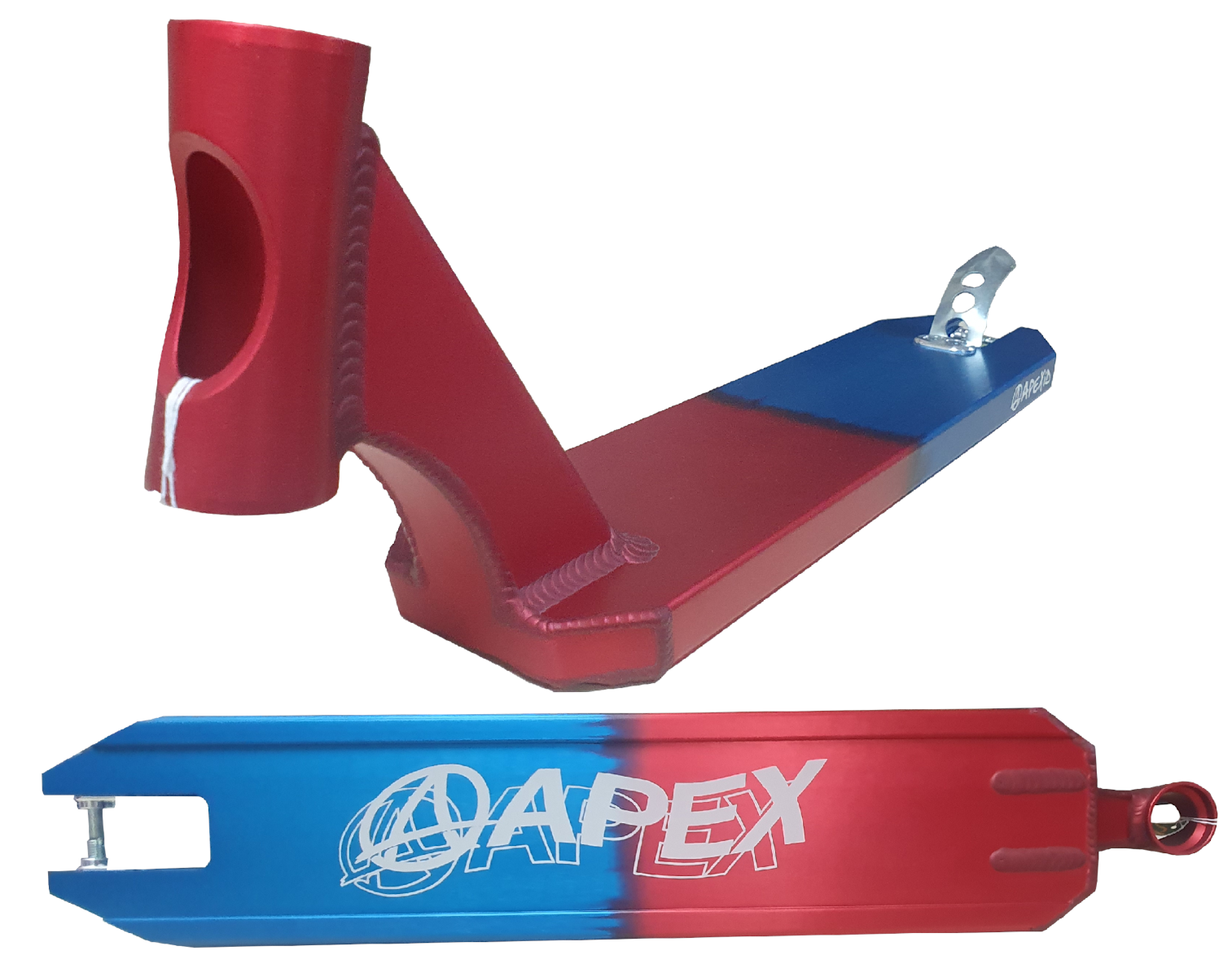 An image of Apex Pro Scooter Red / Blue Limited Edition Scooter Deck - 23.6” x 4.5”
