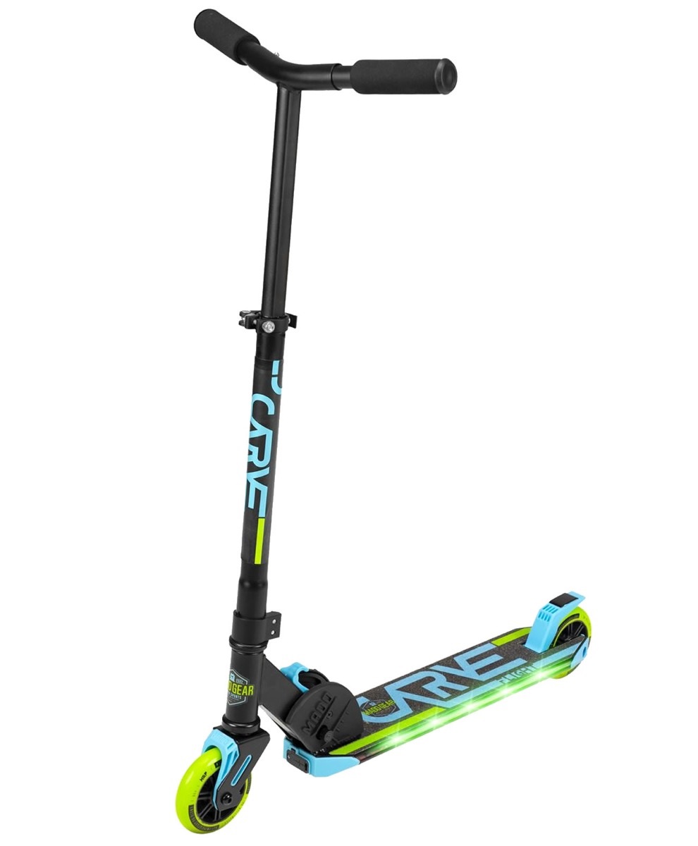 An image of Madd Gear Carve Flight Light up Foldable Scooter - Blue / Lime