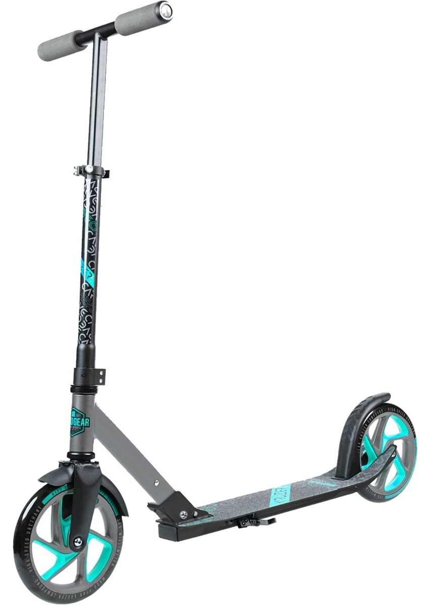 An image of Madd Gear Carve Kruzer 200 Commuter Foldable Scooter - Grey / Teal