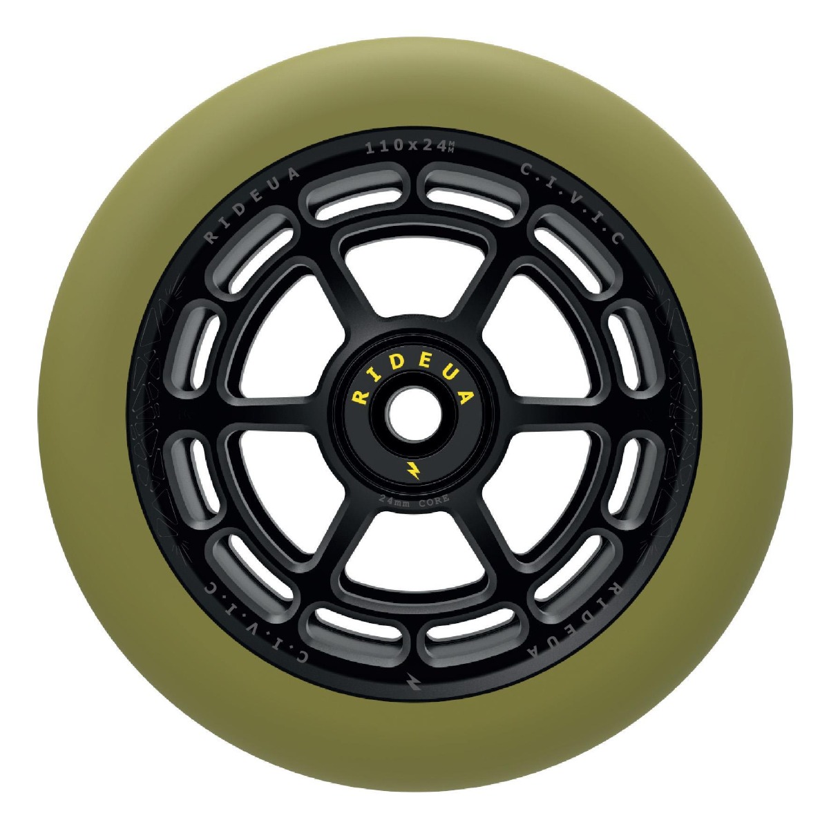 An image of Urbanartt Civic Scooter Wheels - 110mm - Black / Green