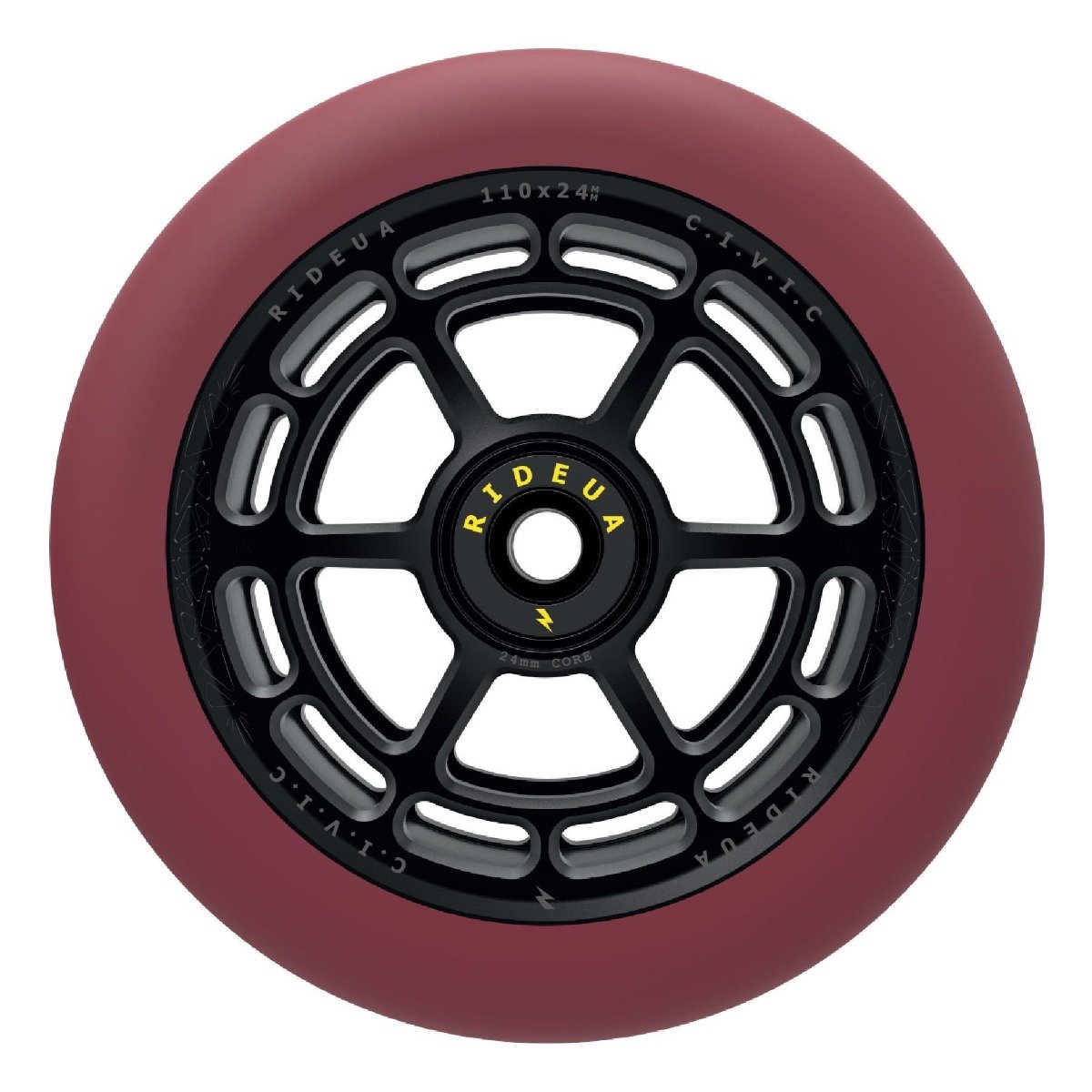 An image of Urbanartt Civic Scooter Wheels - 110mm - Black / Autumn Red