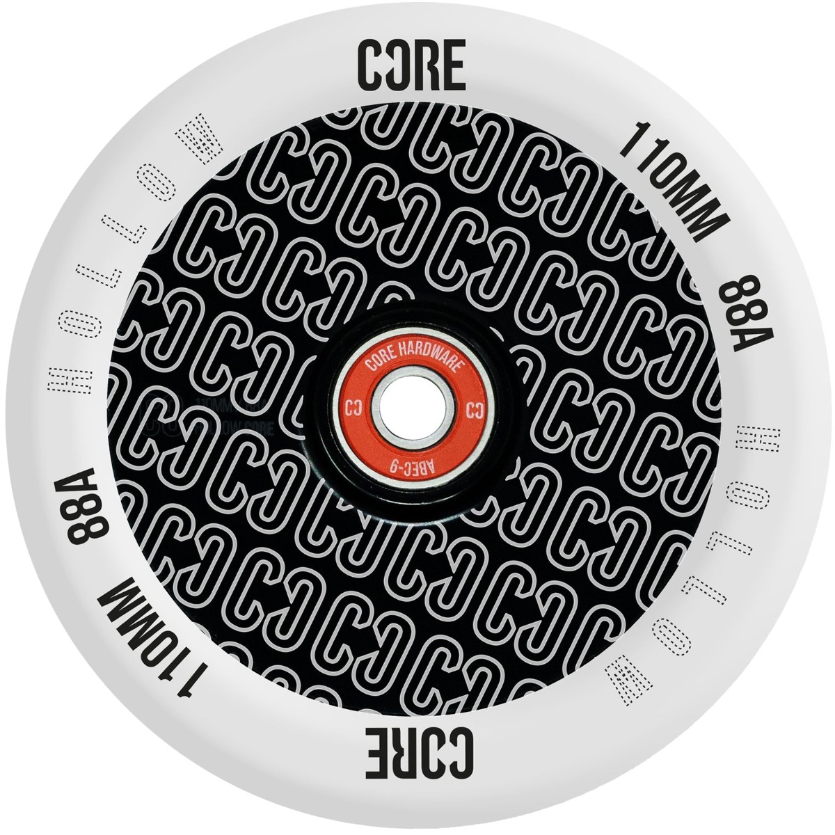 An image of CORE Hollow Core Repeat V2 110mm Scooter Wheels - Clear / Black