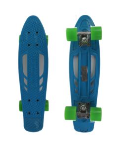 Vinsani Retro Cruiser Plastic Skateboard 22 X 6 Blue Deck with Red Transparent Coloured Wheels