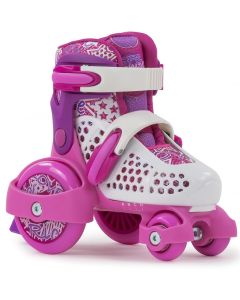 SFR Stomper Pink Girls Adjustable Tri Roller Skates