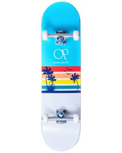 Ocean Pacific Sunset 8.25" Complete Skateboard - White / Blue