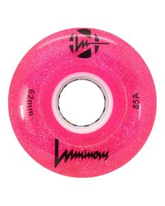 Luminous LED 62mm Quad Roller Skate Wheel - Pink Glitter (4 Pack)
