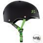 S1 Lifer Scooter Skate Helmet - Matt Black / Green Straps