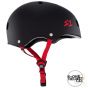 S1 Lifer Scooter Skate Helmet - Matt Black / Red Straps