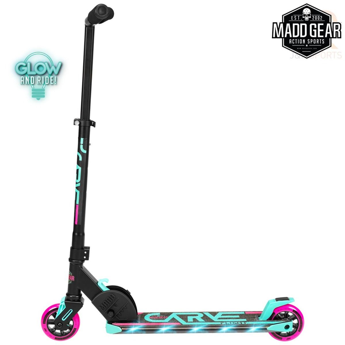 Madd Gear Carve Flight Recreational Scooter Teal Pink 