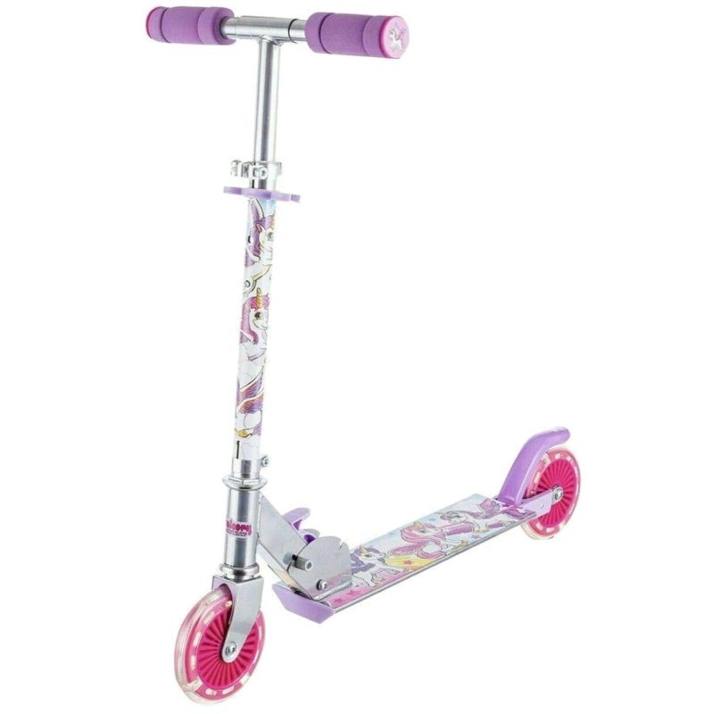 Ozbozz Unicorn Pink Flashing Wheels Push Foldable Scooter