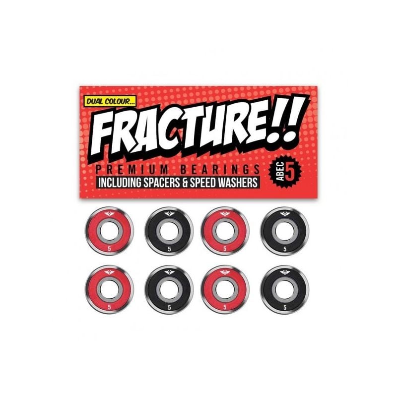 Fracture Premium ABEC 5 Red Black Bearings - Set of 8