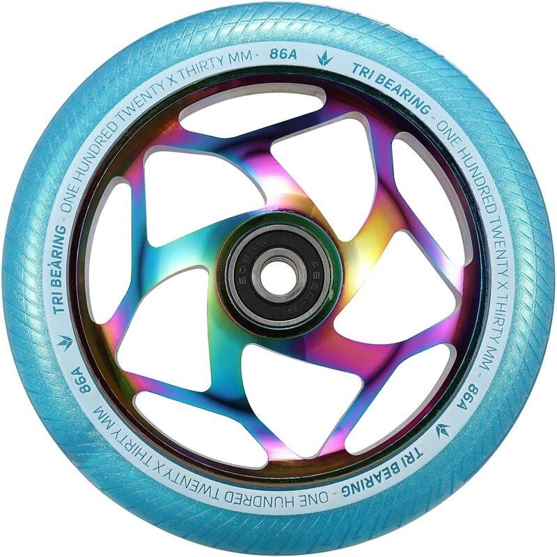 Blunt Envy Tri-Bearing 120mm X 30mm Scooter Wheel - Neochrome / Teal