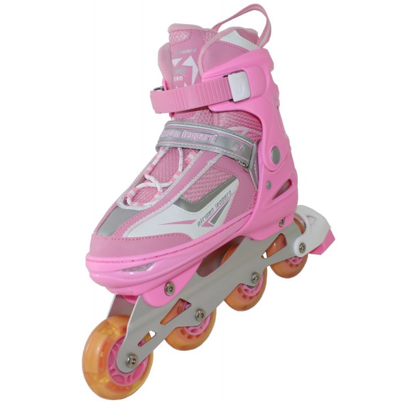 African Leopard Adjustable Inline Skates - Pink