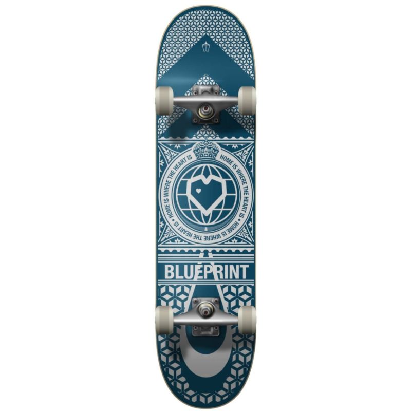 Blueprint Home Heart Navy White Complete Skateboard - 31.5" x 8"
