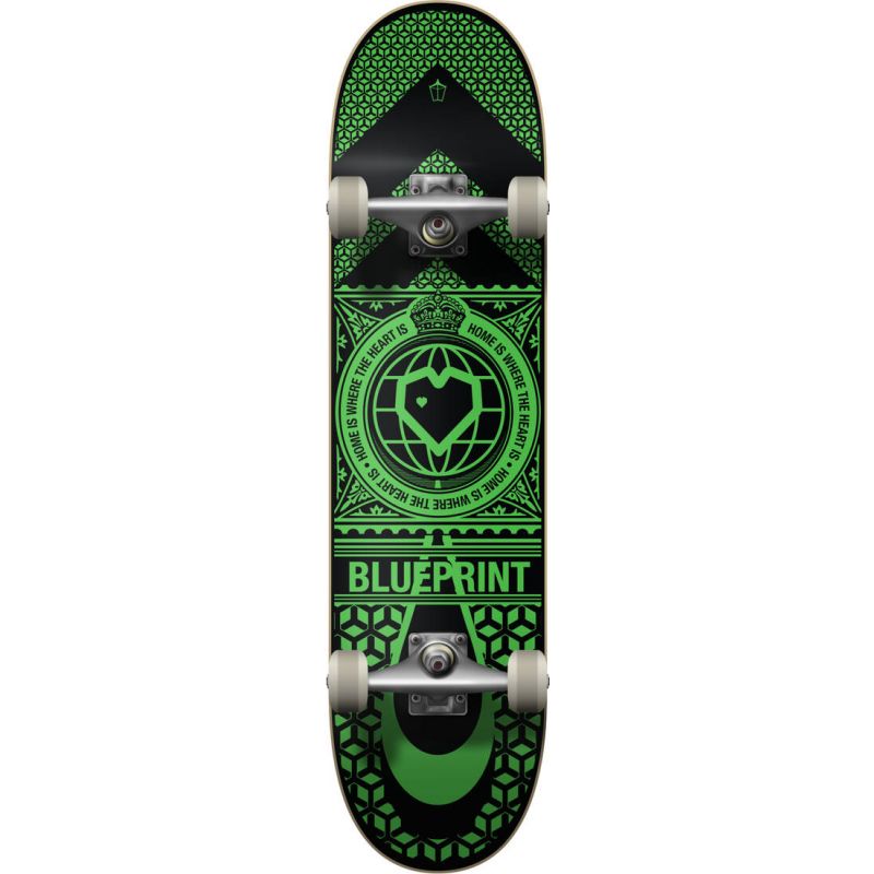 Blueprint Home Heart Black Green Complete Skateboard - 31.5" x 8"